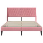 vidaXL Rám postele s čelnou doskou Ružová 140 x 200 cm Zamat – Obrázok 4