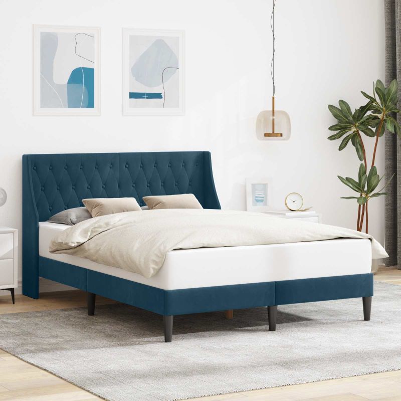 42027435_1.jpg vidaXL Rám postele s čelnou doskou Modrá 140 x 200 cm Zamat – Obrázok 1