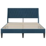 vidaXL Rám postele s čelnou doskou Modrá 140 x 200 cm Zamat – Obrázok 4