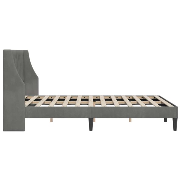 vidaXL Rám postele s čelnou doskou Tmavo šedá 160 x 200 cm Zamat – Obrázok 5