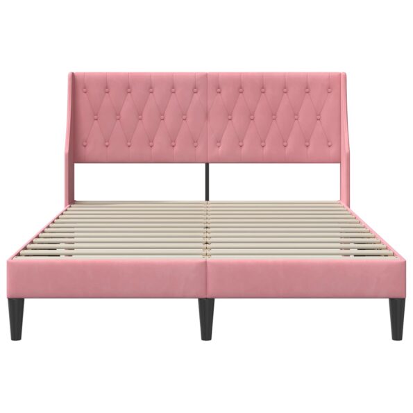vidaXL Rám postele s čelnou doskou Ružová 160 x 200 cm Zamat – Obrázok 4