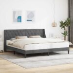 vidaXL Rám postele s čelnou doskou Tmavo šedá 180 x 200 cm Zamat