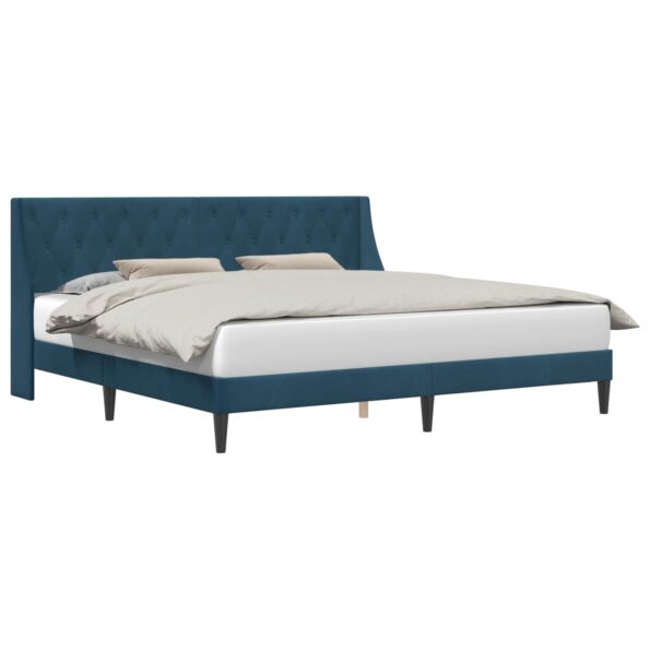 vidaXL Rám postele s čelnou doskou Modrá 180 x 200 cm Zamat – Obrázok 2