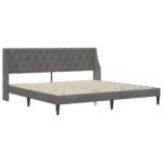 vidaXL Rám postele s čelnou doskou Tmavo šedá 200 x 200 cm Zamat – Obrázok 3