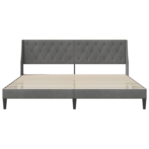 vidaXL Rám postele s čelnou doskou Tmavo šedá 200 x 200 cm Zamat – Obrázok 4