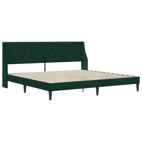 vidaXL Rám postele s čelnou doskou Tmavozelená 200 x 200 cm Zamat – Obrázok 3
