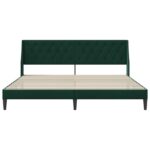 vidaXL Rám postele s čelnou doskou Tmavozelená 200 x 200 cm Zamat – Obrázok 4