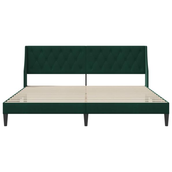 vidaXL Rám postele s čelnou doskou Tmavozelená 200 x 200 cm Zamat – Obrázok 4