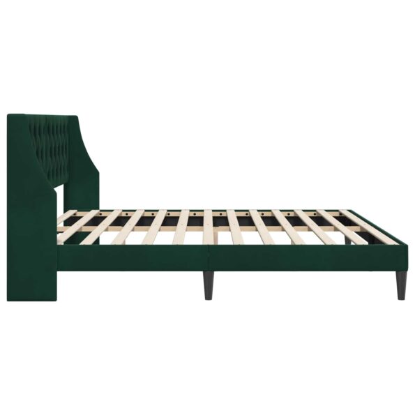 vidaXL Rám postele s čelnou doskou Tmavozelená 200 x 200 cm Zamat – Obrázok 5