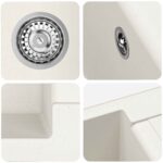 vidaXL Drez Biela 780 x 500 mm 80% Kvárc a 20% Živica – Obrázok 7