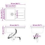 vidaXL Drez Biela 780 x 500 mm 80% Kvárc a 20% Živica – Obrázok 9