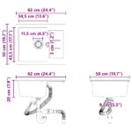 vidaXL Drez Čierna 620 x 500 mm 80% Kvárc a 20% Živica – Obrázok 9