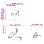 vidaXL Drez Čierna 670 x 460 mm Granite – Obrázok 9