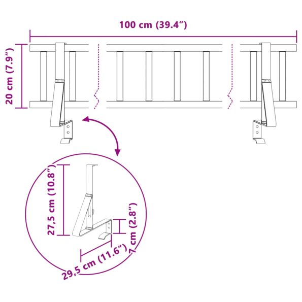 vidaXL Strážca snehu na streche Antracit 100 x 29,5 x 34,5 cm Oceľ – Obrázok 9