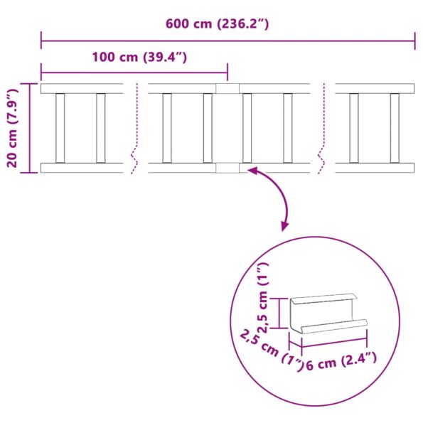 vidaXL Strážca snehu na streche Antracit 600 x 2,5 x 20 cm Oceľ – Obrázok 10