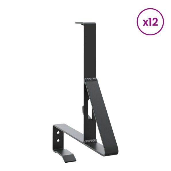 vidaXL Podpora strážcu snehu 12 pcs Čierna 29,5 x 3 x 34,5 cm Oceľ – Obrázok 3