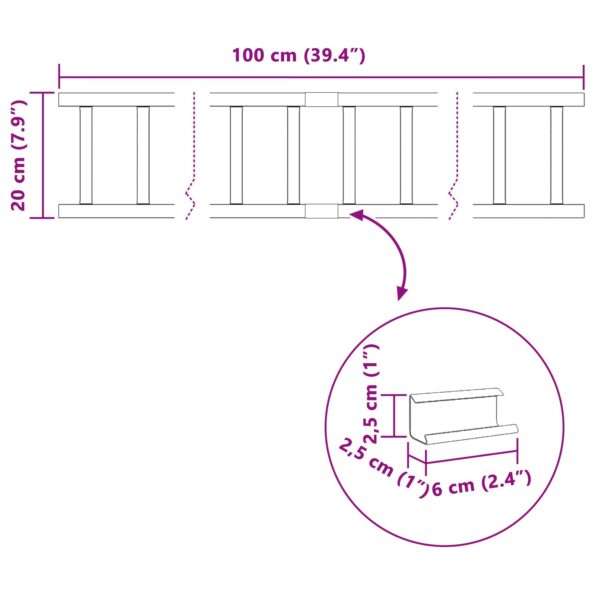 vidaXL Strážca snehu na streche Čierna 100 x 2,5 x 20 cm Oceľ – Obrázok 9