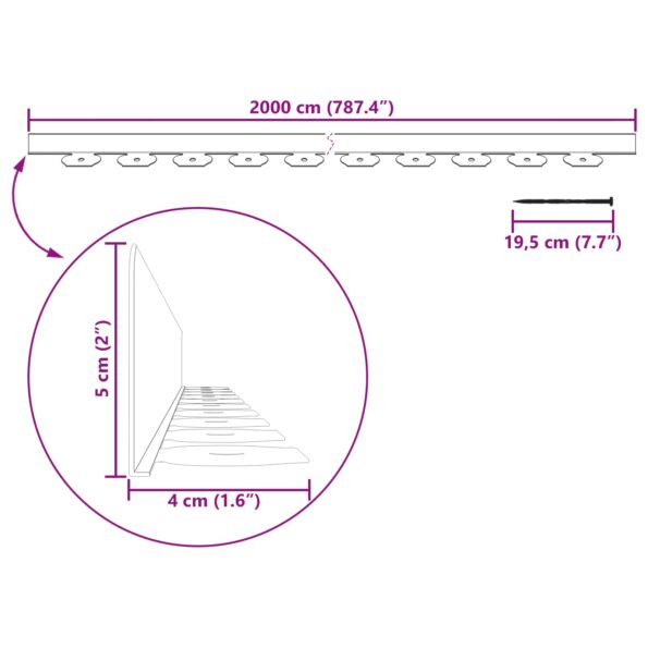 vidaXL Obrubníky trávnika Sivá 2000 x 4 x 5 cm Plast – Obrázok 10