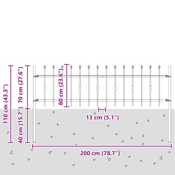 vidaXL Hrotová brána Čierna 200 x 130 cm – Obrázok 7