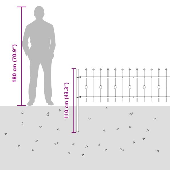 vidaXL Hrotová brána Čierna 200 x 130 cm – Obrázok 8