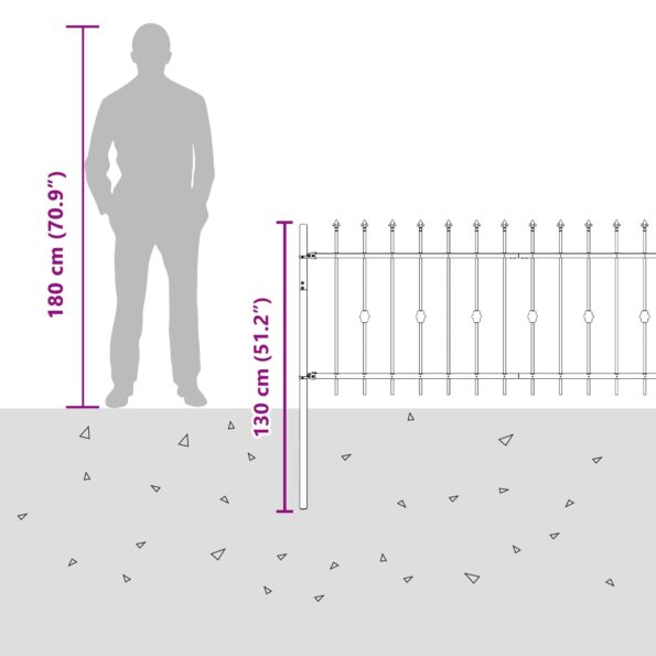 vidaXL Hrotová brána Čierna 200 x 130 cm – Obrázok 8