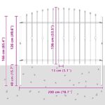 vidaXL Hrotová brána Čierna 200 x 130 cm – Obrázok 7