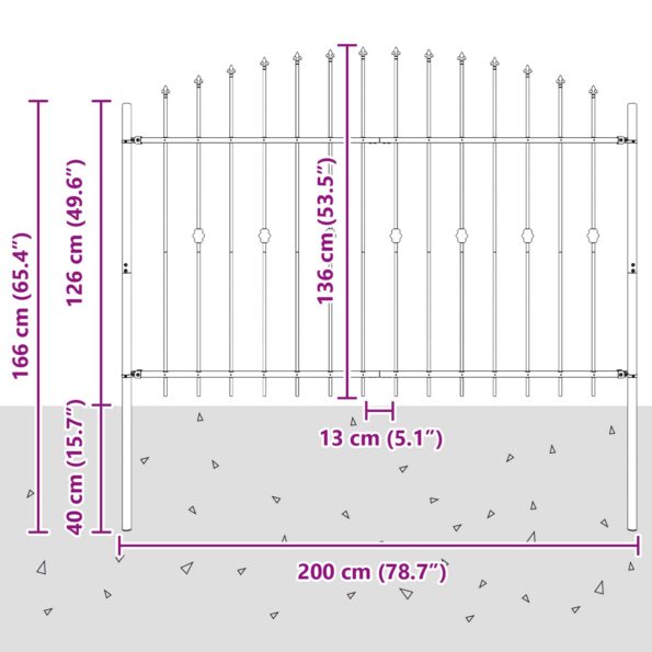 vidaXL Hrotová brána Čierna 200 x 130 cm – Obrázok 7