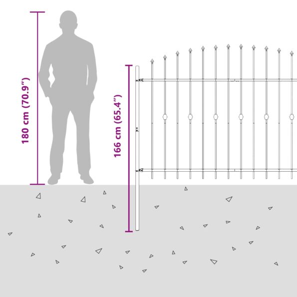 vidaXL Hrotová brána Čierna 200 x 130 cm – Obrázok 8