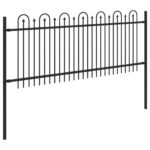 vidaXL Oblúkový plot s hrotmi Čierna 200 x 130 cm – Obrázok 4