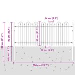 vidaXL Oblúkový plot s hrotmi Čierna 200 x 130 cm – Obrázok 7
