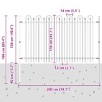 vidaXL Oblúkový plot s hrotmi Čierna 200 x 130 cm – Obrázok 7