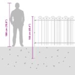 vidaXL Oblúkový plot s hrotmi Čierna 200 x 130 cm – Obrázok 8