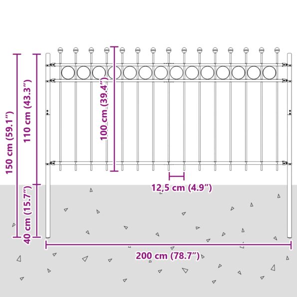 vidaXL Kruhový plot Čierna 200 x 150 cm – Obrázok 7