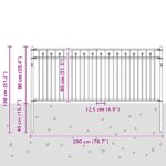 vidaXL Plot s hrotmi Čierna 200 x 130 cm – Obrázok 7