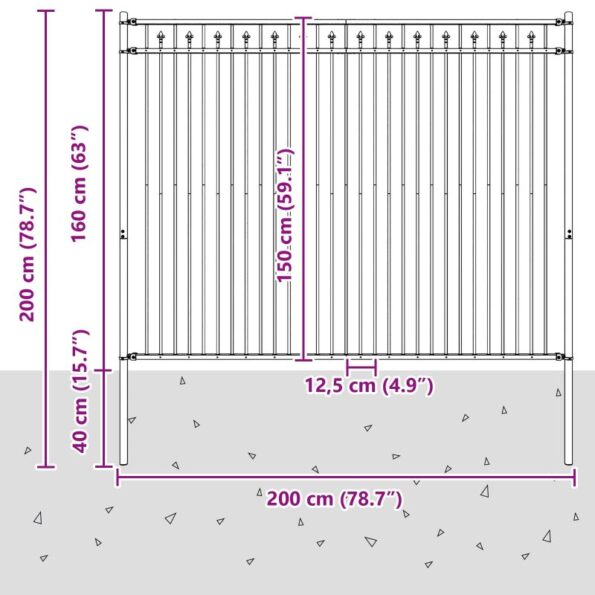 vidaXL Plot s hrotmi Čierna 200 x 200 cm – Obrázok 7