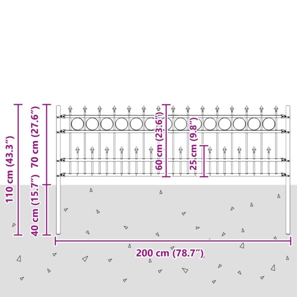 vidaXL Spike prstenec plot Čierna 200 x 130 cm – Obrázok 7