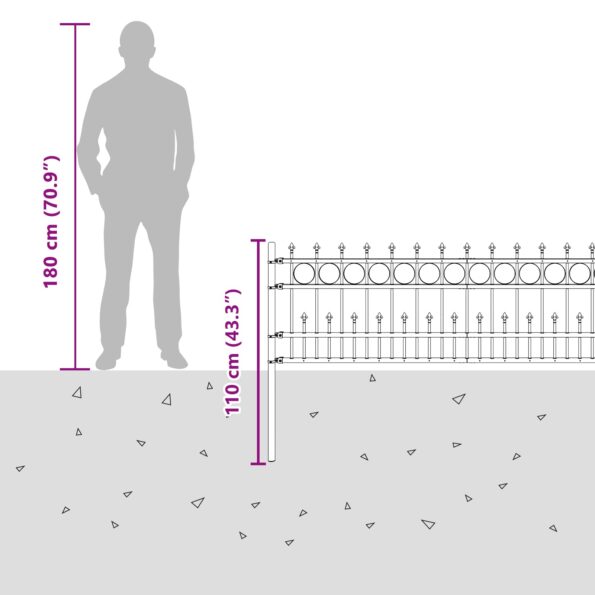 vidaXL Spike prstenec plot Čierna 200 x 130 cm – Obrázok 8