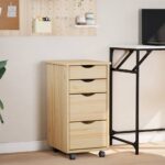 vidaXL Kolieskový rám so stolom MOSS Priehľadný lak 34 x 39 x 65,5 cm