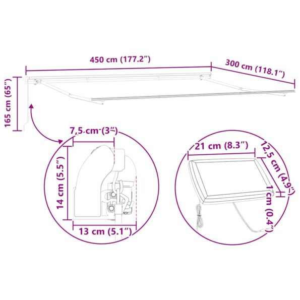 Markíza s Manuálny Antracit 4.5 x 2.5 m Kov – Obrázok 10