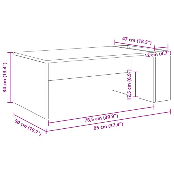 vidaXL Konferenčný stolík Čierny dub 95 x 50 x 34 cm Kompozitné drevo – Obrázok 10