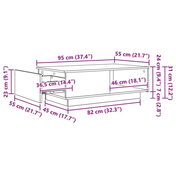 vidaXL Konferenčný stolík Čierny dub 95 x 55 x 31 cm Kompozitné drevo – Obrázok 12