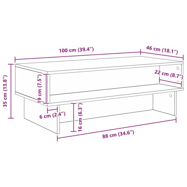vidaXL Konferenčný stolík Remeselný dub 100 x 46 x 35 cm – Obrázok 10