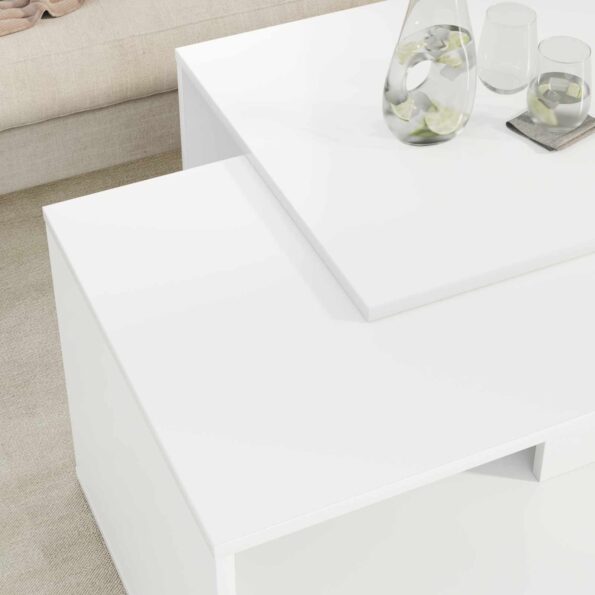 vidaXL Súprava na kávový stolík 2 pcs Biela Kompozitné drevo – Obrázok 4