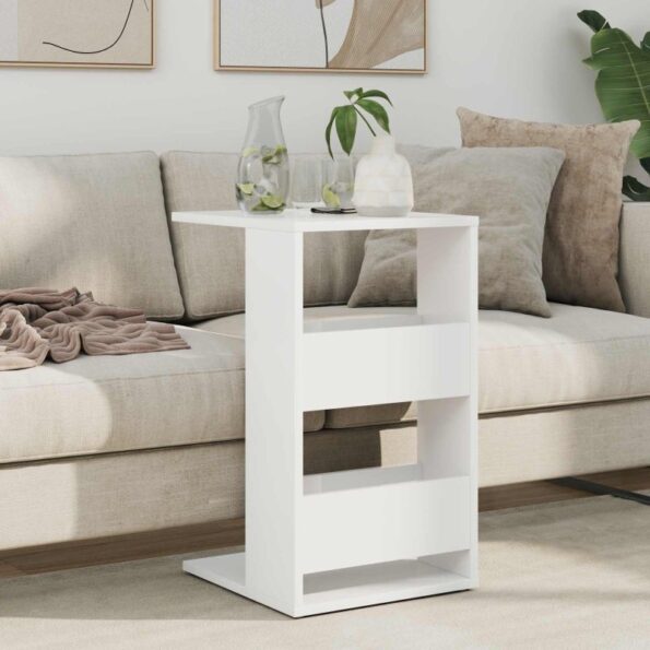 vidaXL Bočný stôl Biela 40 x 35 x 60,5 cm Kompozitné drevo – Obrázok 4