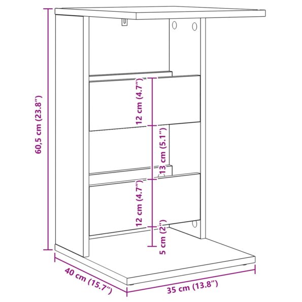 vidaXL Bočný stôl Dymová dub 40 x 35 x 60,5 cm Kompozitné drevo – Obrázok 12
