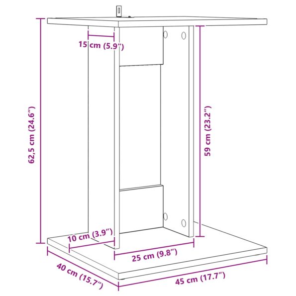 vidaXL Bočný stôl Dymová dub 45 x 40 x 62,5 cm Kompozitné drevo – Obrázok 12