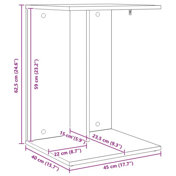 vidaXL Bočný stôl Biela 45 x 40 x 62,5 cm Kompozitné drevo – Obrázok 12