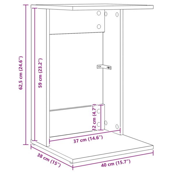 vidaXL Bočný stôl Dymová dub 40 x 38 x 62,5 cm Kompozitné drevo – Obrázok 12