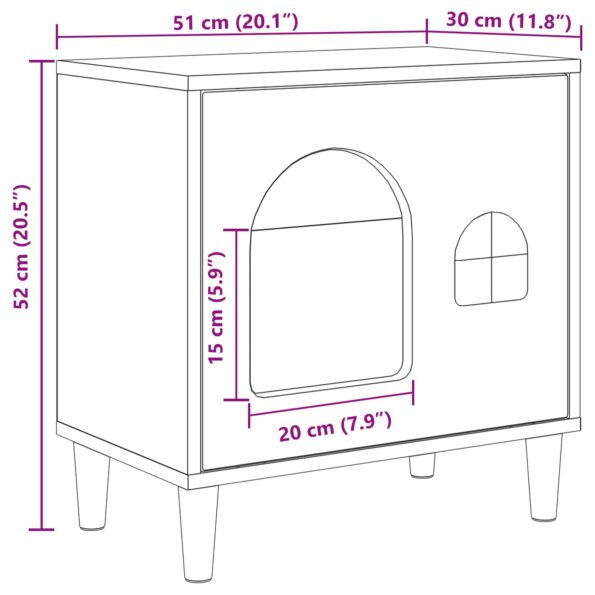 vidaXL Mačka Dom Dymová dub 51 x 30 x 52 cm Kompozitné drevo – Obrázok 10