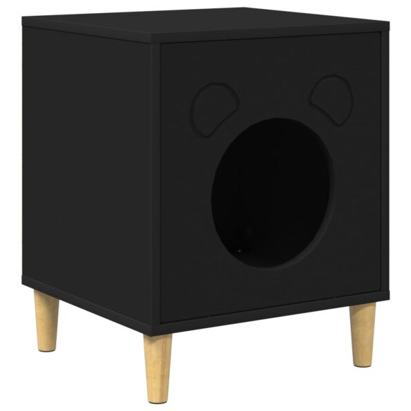vidaXL Mačka Dom Čierna 42,5 x 40 x 53 cm Kompozitné drevo – Obrázok 2